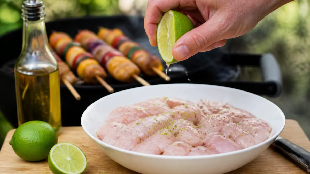 Brochettes de poulet au barbecue : le citron vert pour les garder juteuses