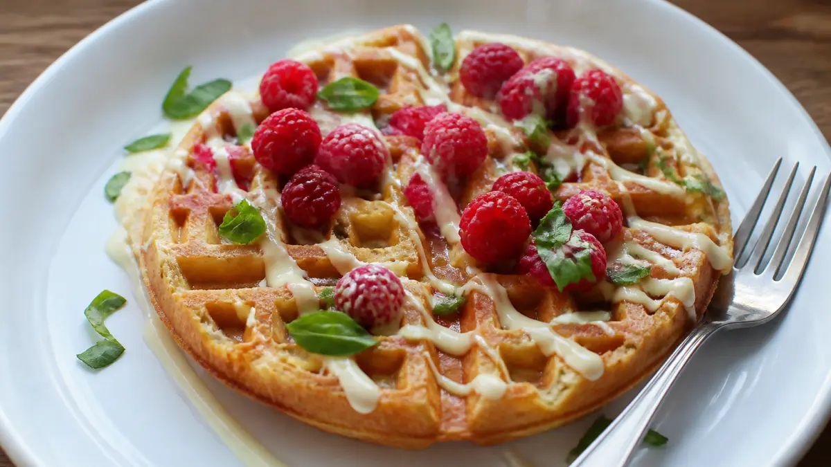 Gaufres chocolat blanc framboises : la touche basilic qui surprend