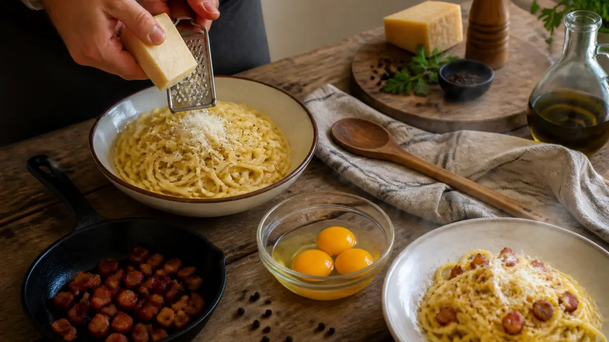 Pâtes carbonara italiennes : la vraie méthode sans crème fraîche