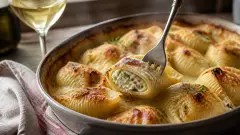 Conchiglioni farcis courgette, bacon et ricotta : le gratin qui impressionne